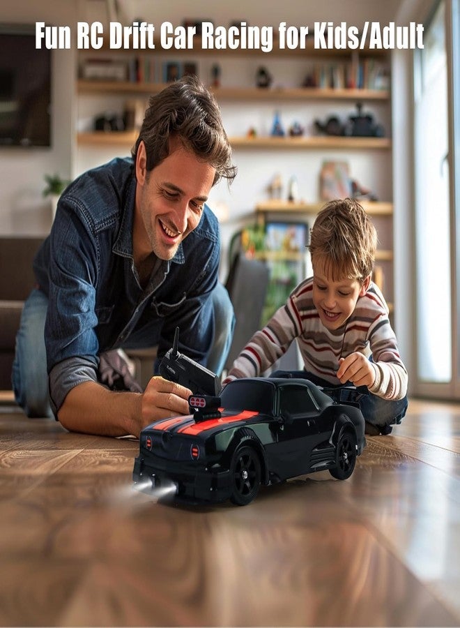 Brighterbee RC Drift Car 2.4GHz 1:16 Scale 4WD 18KM/H High Speed Remote Control Car with LED Lights, 1 Batteries and Rubber Tire, Racing Sport Toy Vehicle for Adults (Black) - Image 2